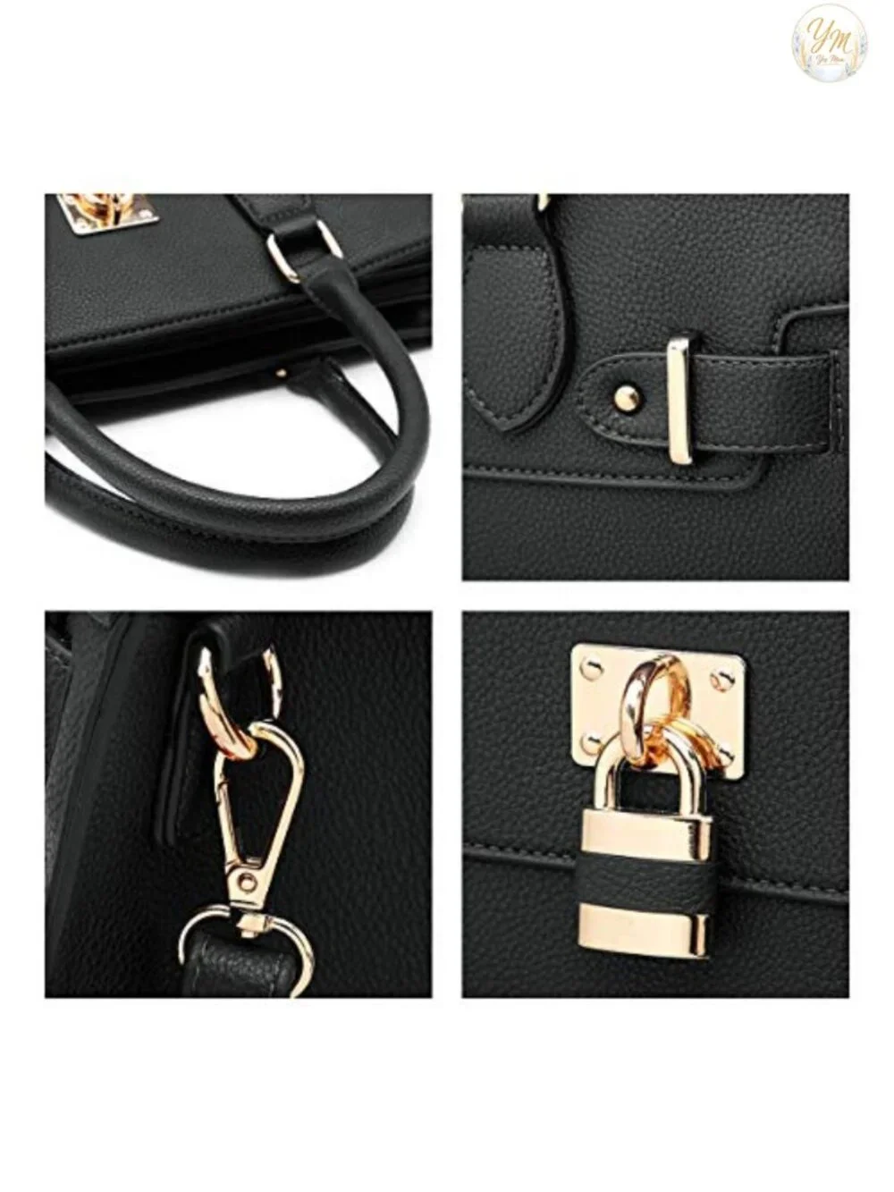 Women's Vegan Leather Satchel Tote Work Bag with Matching Clutch
